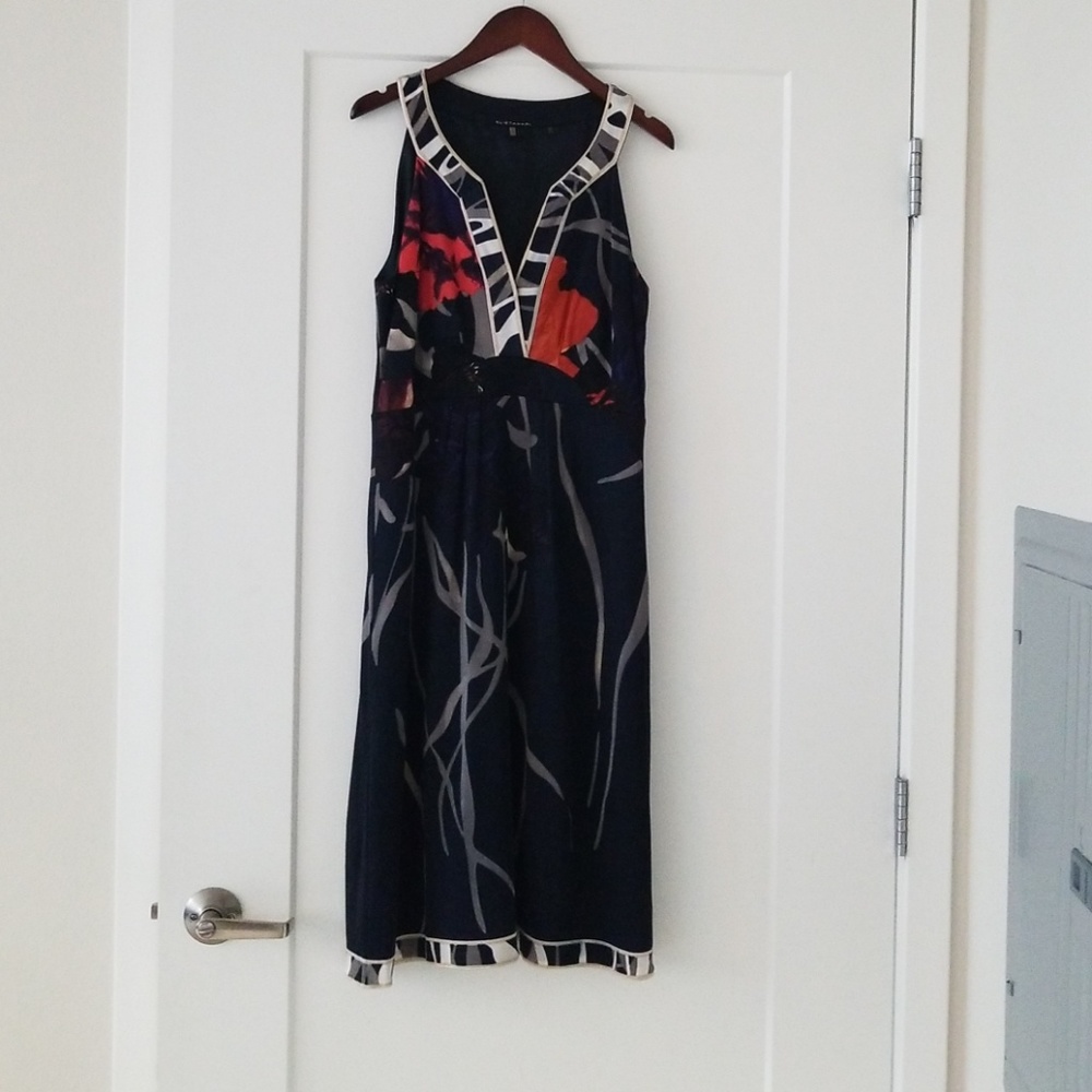 Elie Tahari rose navy print dress S